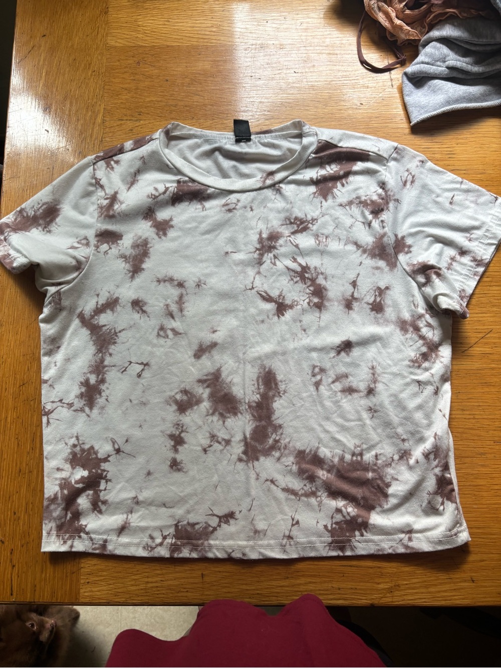 SHEIN Cream and Brown Tie-Dye Tee